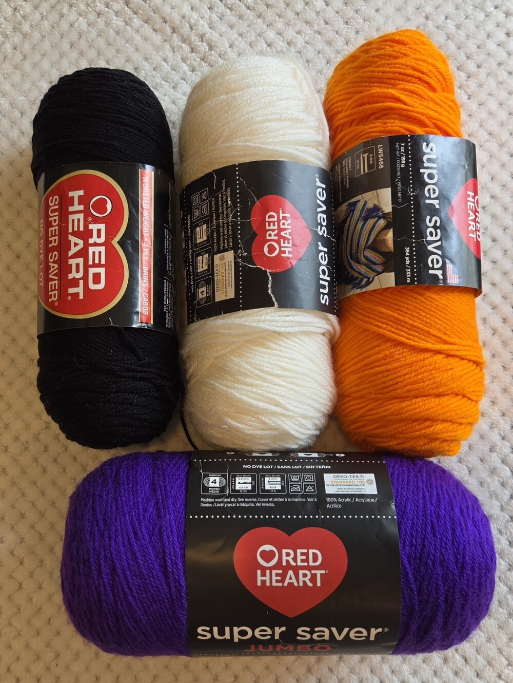 VINTAGE HALLOWEEN YARN LOT BY RED HEART